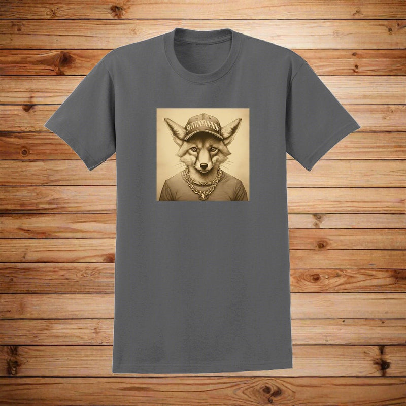 Gold Chain Fox Charcoal Grey T-Shirt