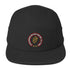 Black low-profile hat with Conquering Hip-Hop One Mic At A Time embroidered design.