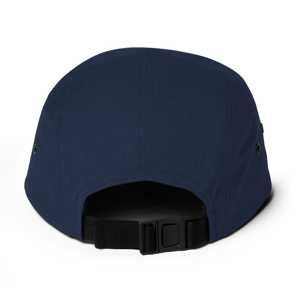 Navy Blue low-profile hat with Conquering Hip-Hop One Mic At A Time embroidered design.