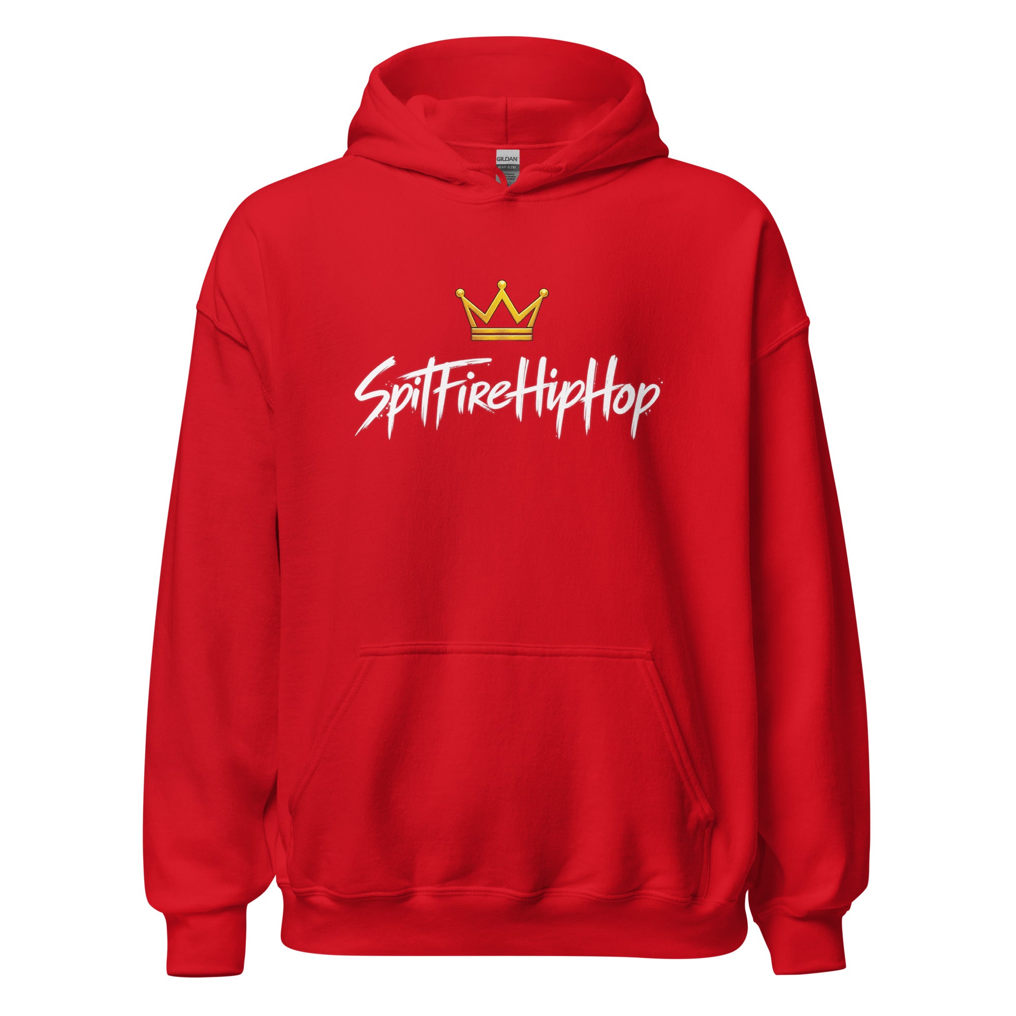 SpitFireHipHop Crowned Culture Hoodie featuring gold crown and signature SpitFireHipHop script design