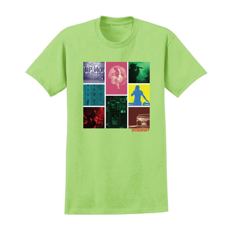 Hip-Hop Collage 1 Lime Green Tee