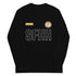 Supa INspired long sleeve t-shirt in black by SpitFireHipHop featuring bold typography streetwear design for Hip-Hop culture and independent artists