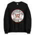 Black 512 Certified Hip-Hop crewneck sweatshirt featuring bold front graphic, photographed on a clean background for SpitFireHipHop apparel.