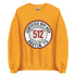 Gold 512 Certified Hip-Hop crewneck sweatshirt featuring bold front graphic, photographed on a clean background for SpitFireHipHop apparel.